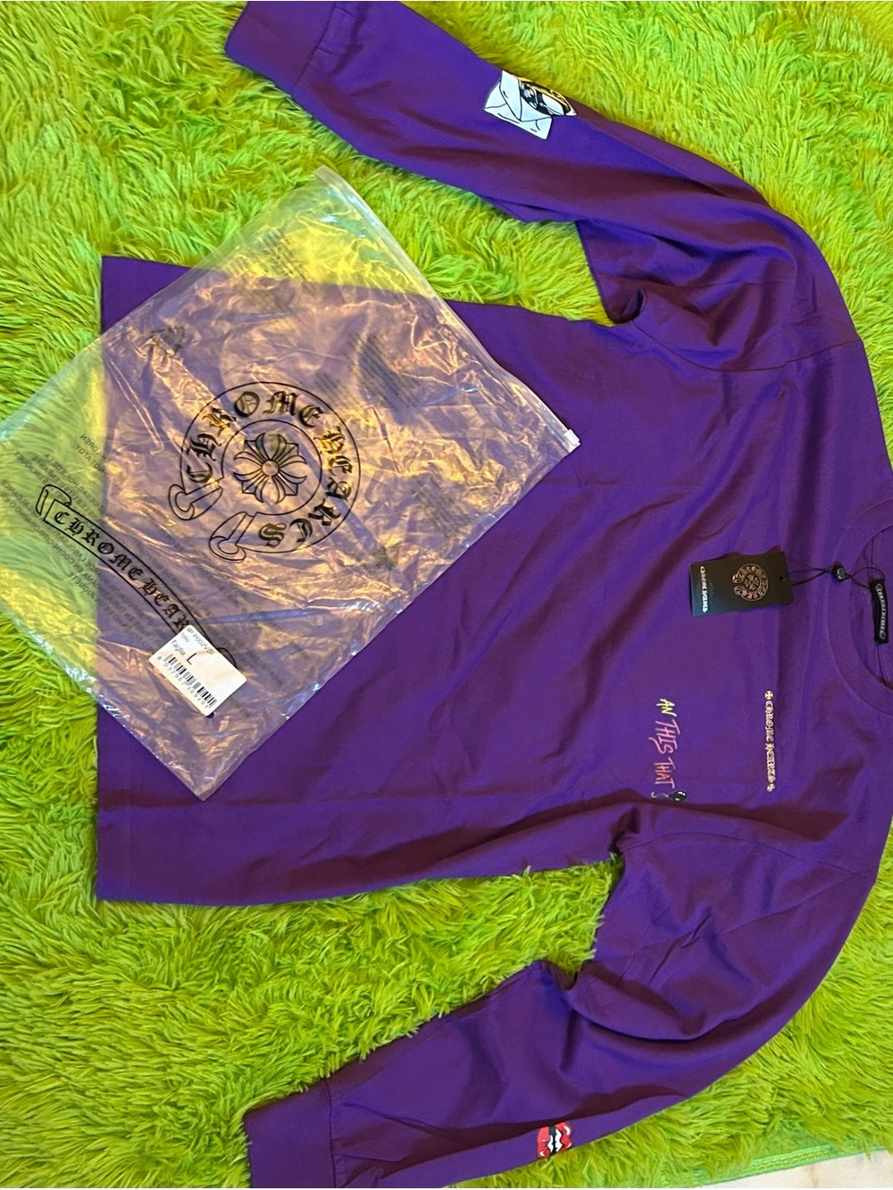 Chrome Hearts Kids Purple Long Sleeve Graphic Tee
